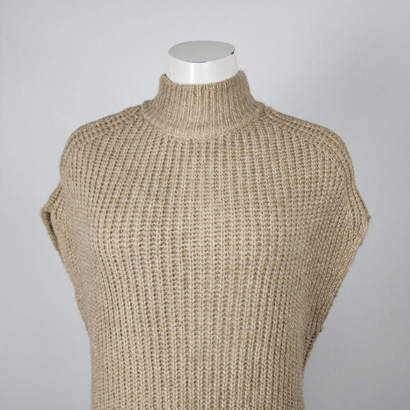 Fransa Taupe Knit Turtle Neck Dress Size S - Picture 2 of 9